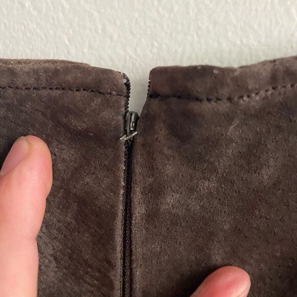 Bagatelle Brown Suede Leather Jumper Dress 12 Old Money Preppy Dark Academia - Picture 11 of 11